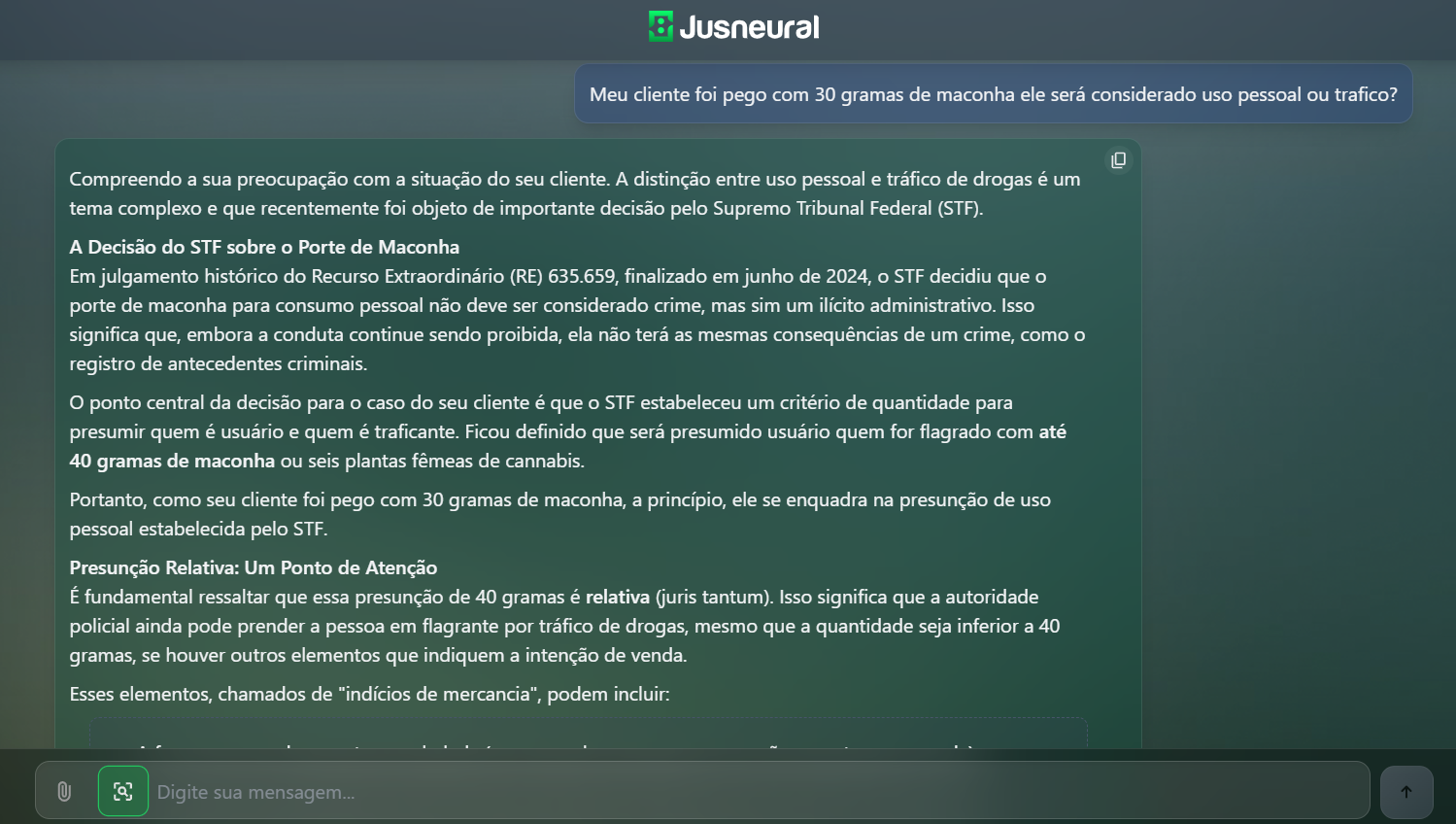 Print do aplicativo Jusneural